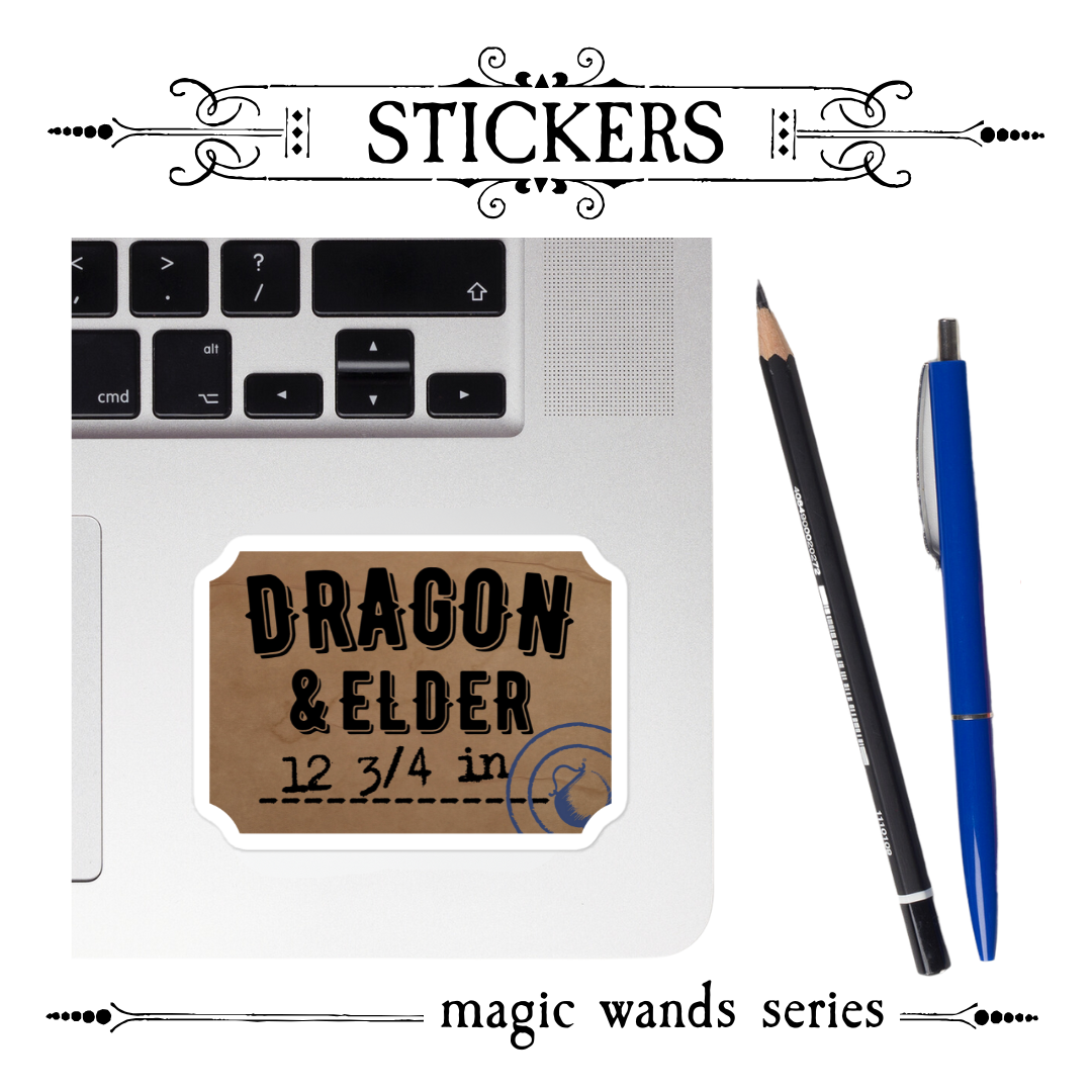 Close-up of Dragon & Elder vinyl sticker featuring protective runes and dragon scales