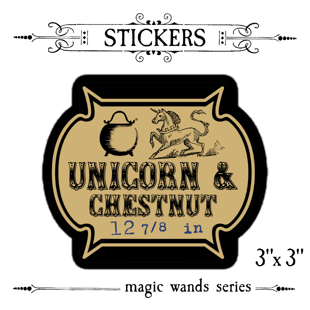 Unicorn & Chestnut Magic Wand vinyl sticker