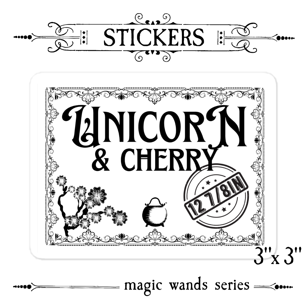 Unicorn & Cherry Magic Wand vinyl sticker
