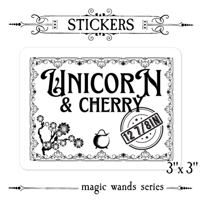 Unicorn & Cherry Magic Wand vinyl sticker