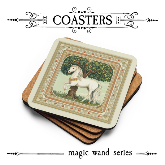 Fiery unicorn design with chestnut tones on a coaster